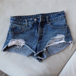Forever 21 Distressed Blue Denim Jean Shorts